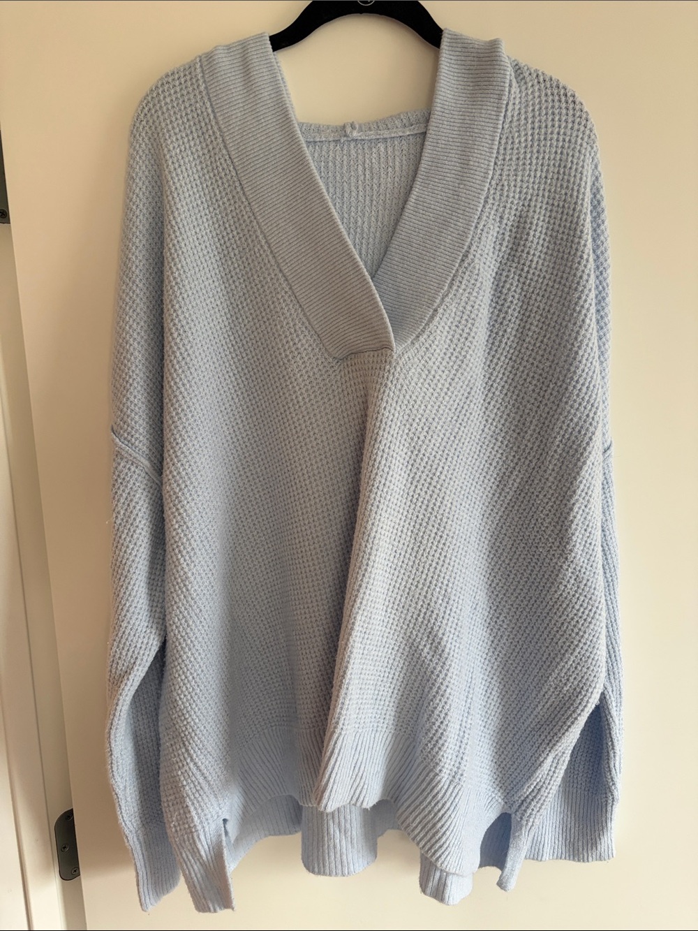aerie Pale Blue V-Neck Waffle Knit Sweater
